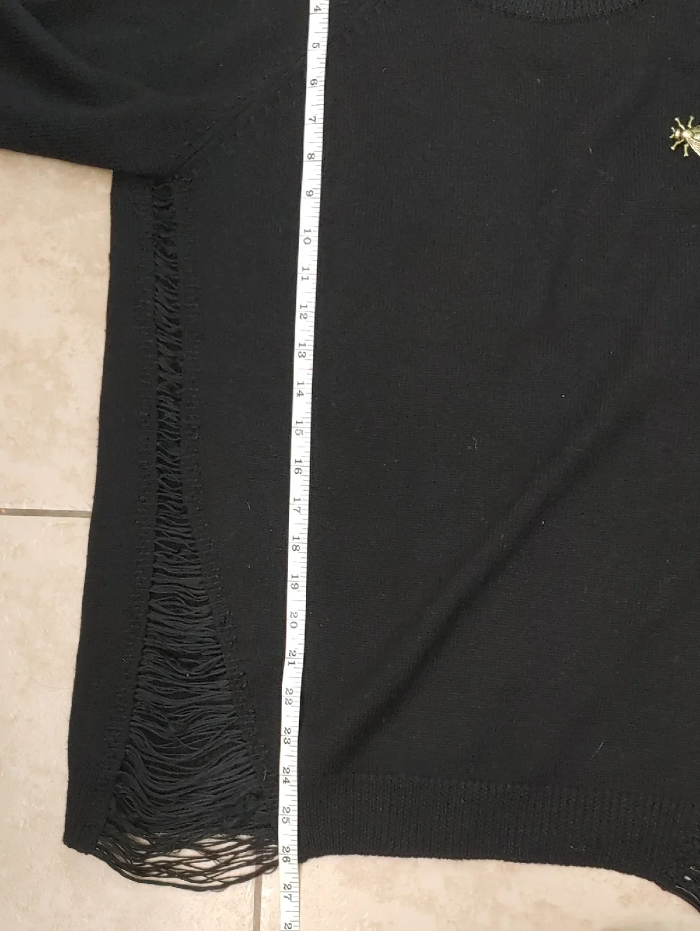 Scotch & Soda Clubhouse Royals Womens Black Sweater Distressed Gold Brooch